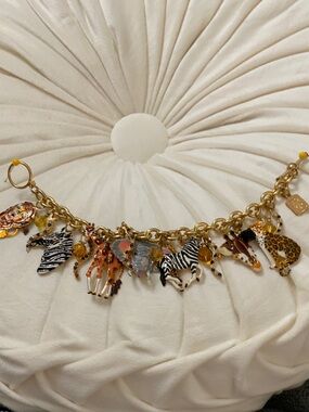 Gold Animal Charm Bracelet with Multicolor Enamel Accents